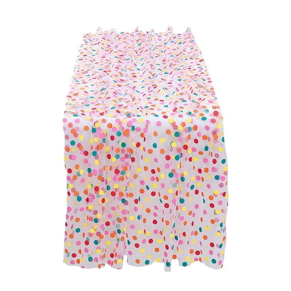 Colorful Polka Dot Table Runner, 35.43X29.52" Confetti Dot Tulle Table Overlay, Festive Party Table Dresser, Wedding Dining Accent, Holiday Banquet Table Runner, Celebration Event Tabletop Decor