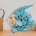 thumbnail image 3 of Corner Merchant Ocean Decor Coral Reef Angelfish Sculpture Beach Home Decor Coastal Tabletop Collection 12 in x 11 in (Turquoise), 3 of 5
