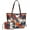 Blue, variant on Women Multi-colored Tote Bag Elegant Retro Shoulder Purse 2 Pcs Set Leather Handbag Work Shopper Patchwork Wallet
