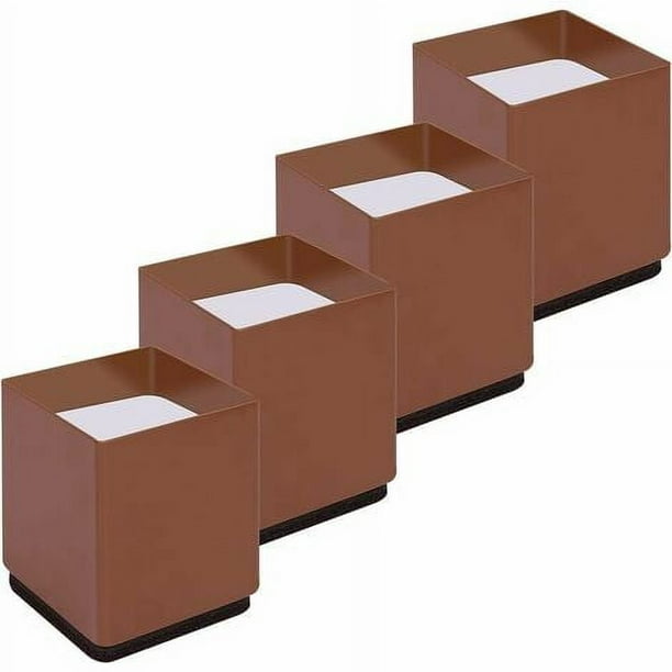 Juego de 4 patas elevadoras para cama de acero al carbono, elevadores para muebles que añaden 5 cm de altura, soportan 10000 libras, elevadores para mesa, silla o C (cuadrados marrones), Superma