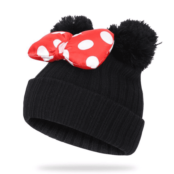 Gorro de punto con doble pompón para invierno para niños pequeños