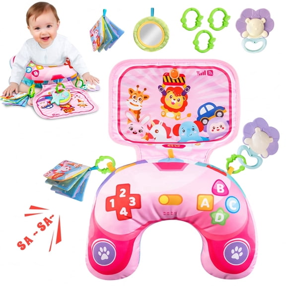 Baby Activity Gym & Tummy Time Play Mat with Crinkle and Rattles Toys for Newborns, Infants 0-3, 3-6, 6-12 Months, Baby Girls Gifts for 0-3 6 9 12 Months