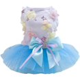 thumbnail image 1 of Vestido para perrita, falda para cachorro, vestidos de princesa para perrita, tutú, vestido de boda de lujo con lazo de encaje y flores para perrita pequeña (S, azul cielo), 1 of 5