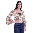 thumbnail image 3 of Moomaya Printed Womens Crop Top Wrap Style Top Wear Ruffle Long Sleeve Casual Summer Blouse, 3 of 6