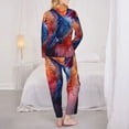thumbnail image 3 of KLL Vibrant Hummingbird Watercolor Art Print Women's Long Sleeve Pajamas with Pants Sleepwear Loungewear 2 Set-Small, 3 of 8