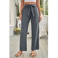thumbnail image 4 of Pantalon Large à Taille Élastique avec Cordon pour Femmes Gris, 4 of 9