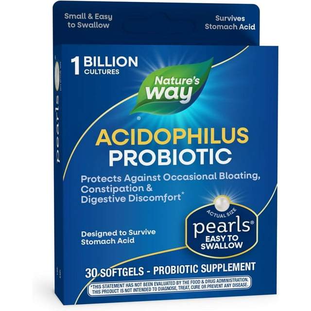 Suplemento probiótico Pearls Acidophilus Nature's Way para equilibrio digestivo