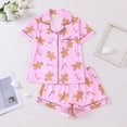 thumbnail image 3 of WIBACKER S-2XL Christmas Womens Pajamas Set Short Sleeve Button Down 2 Piece Loungewear Sets Gingerbread Man Sleepwear, 3 of 9