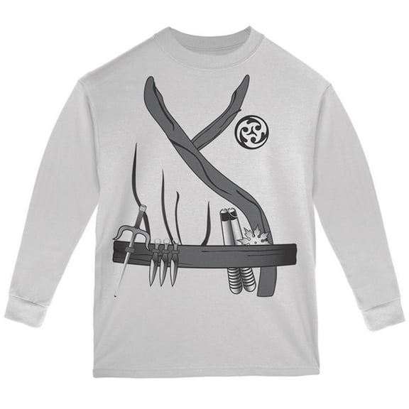 Halloween Ninja Assassin Costume Youth Long Sleeve T Shirt White YMD