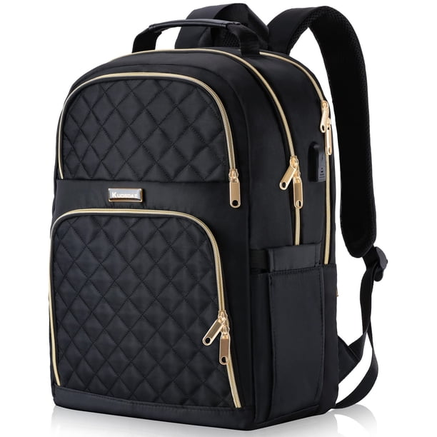Mochila Kuosdaz para mujeres, escolares, adolescentes, 15,6 pulgadas, portátil, negra