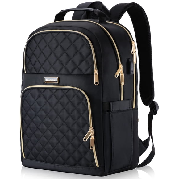 Mochila Kuosdaz para mujeres, escolares, adolescentes, 15,6 pulgadas, portátil, negra