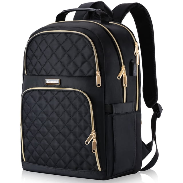 Mochila Kuosdaz para mujeres, escolares, adolescentes, 15,6 pulgadas, portátil, negra