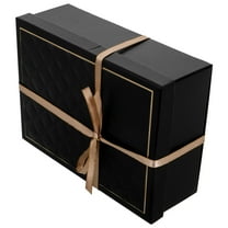 ADDHAT Black Rectangular Foldable Box With Lid For Presents Packaging And Presentation 1Pack 11.8x7.1x3.5in