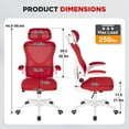 thumbnail image 3 of BestOffice Computer Office Chair High Back Ergonomic Swivel Task, Lumbar Support Adjustable Headrest Flip-up Armrests for Home Office, Red, 3 of 7
