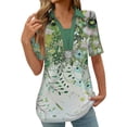 thumbnail image 1 of Tops Cortos para las Mujeres Blusas Impresas Manga Corta Turndown Collar Camiseta, Tops de Blusa para las Mujeres Casual, 1 of 5