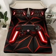 thumbnail image 2 of Gamer Fitted Sheet Teens Queen Size Gaming Controller Bed Sheets 3Pcs Gaming Gifts Sheets for All Season, 1 Fitted Sheet + 2 Pillow Cases (Queen,Red), 2 of 4