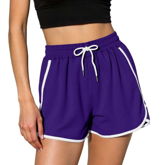 OSOLU Women's High Waist Yoga Shorts For Women Shorts Inseam Running Casual Comfortable Stretchy Breathable Lightweight Sports Soft Tummy Control Workout Athletic Gym Bottoms Purple XXL