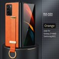 thumbnail image 1 of Nalacover Wristband Case for Samsung Galaxy Z Fold2, Metallic Premium PU Leather Slim TPU Shockproof Lens Protection Case with Ring Wrist Strap for Samsung Galaxy Z Fold2, Orange, 1 of 6