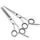 thumbnail image 1 of Juego de tijeras profesionales para cortar el cabello, 2 piezas, acero inoxidable 440C, tijeras de barbero y tijeras de entresacar, 15 cm, color plata., 1 of 5