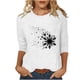 thumbnail image 1 of Camisetas de Manga Larga de las Mujeres Imprimir Navidad Cuello Redondo 3/4 Manga Suéter, Top Casual para las Vacaciones, 1 of 3