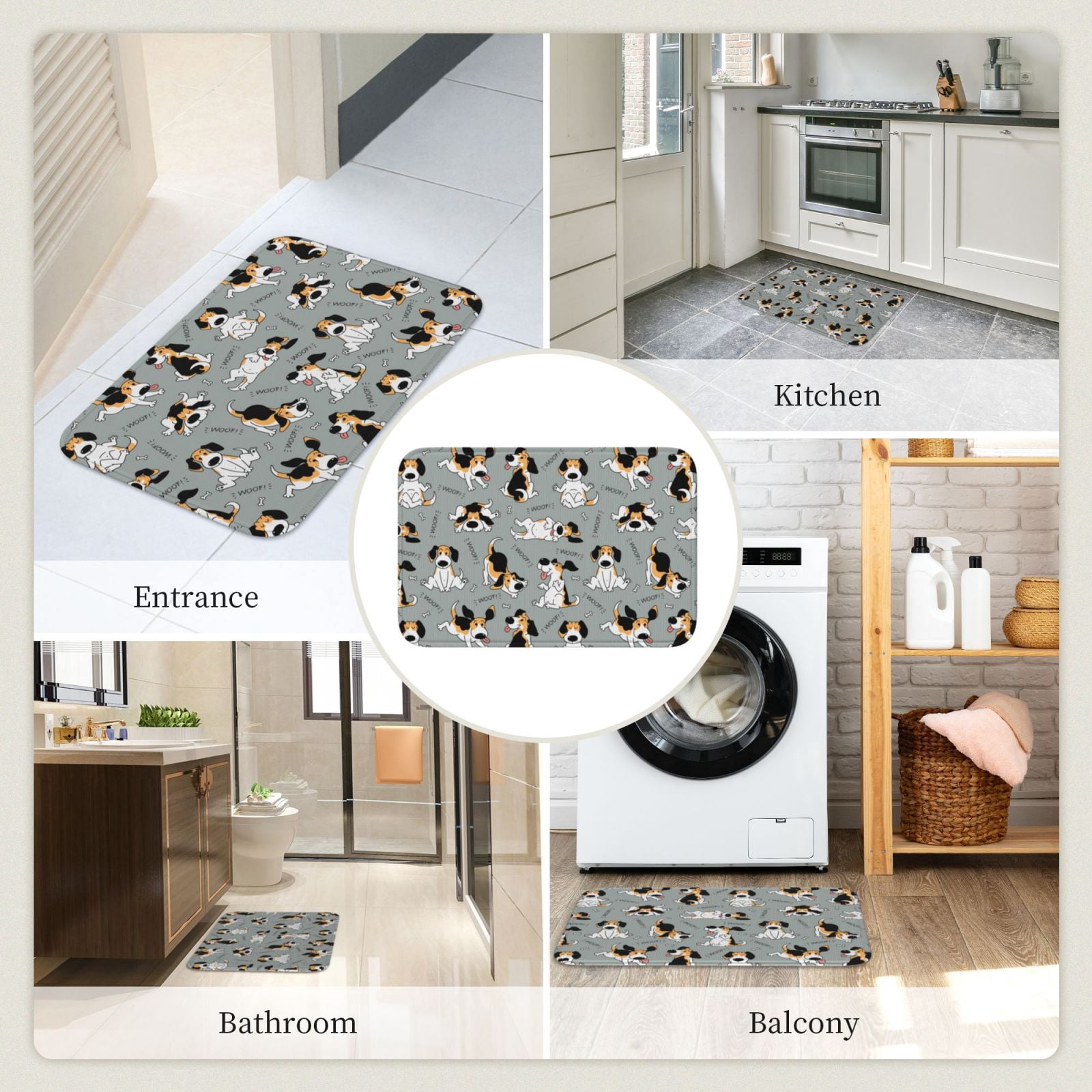 Vsdgher Funny Beagle Active Dog Hem Mat 40x60 - Multipurpose Doormat for Indoor & Outdoor Use - Welcome Your Guests with our Entrance Mat