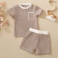 thumbnail image 2 of TOWED22 Toddler Baby Boy Summer Clothes Letter Print Short Sleeve Shirt Tops and Shorts Set Summer Outfit 2Pcs(Khaki,18-24 M), 2 of 4
