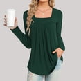 thumbnail image 2 of qolati Women's Fall Long Sleeve T Shirts Dressy Trendy Printed Ruched Square Neck Shirts Casual Loose Flowy Holiday Pullover Tops, 2 of 6