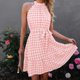 thumbnail image 1 of Vestido Halter Sin Mangas A Cuadros,Vestido Halter Sin Mangas A Cuadros Sin Mangas Con Volantes Vestido Corto A Cuadros Halter Calidad En La Que Puedes Confiar, 1 of 6