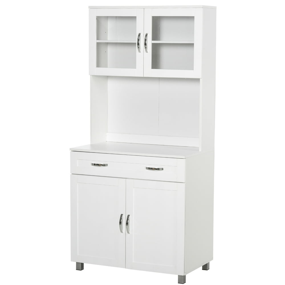 HOMCOM Modern Kitchen Pantry with Buffet Cabinet, Cupboard with Framed ...