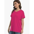 thumbnail image 2 of 3-pack Black&Hot Pink&Navy Blue Women's Tshirts Casual V Neck Short Sleeve Loose Summer Tunic Tops, 2 of 5