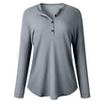 thumbnail image 5 of idosla Womens V Neck Waffle Knit Shirts Long Sleeve Loose Fitting Warm Tee Tops Sweaters Pullovers (Grey, XXL), 5 of 5