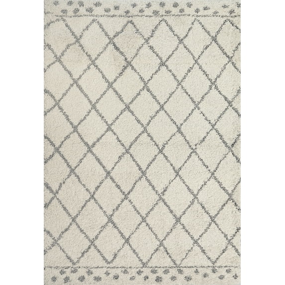 Dynamic Rugs Abyss Ivory/Grey 5X7 Moroccan Shag Area Rug