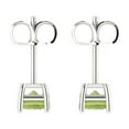 thumbnail image 4 of 14K Solid Gold Push Back Stud Earrings for Women | 1 cttw Emerald Cut Natural Peridot | White Gold, 4 of 5