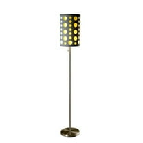 ORE International 66" Tall Metal Floor Lamp with gray and Yellow Shade in Silver