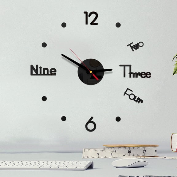 Pompotops Clearance Sales DIY Wall Clock 3D Mirror Sticker Home Office Decor Clock