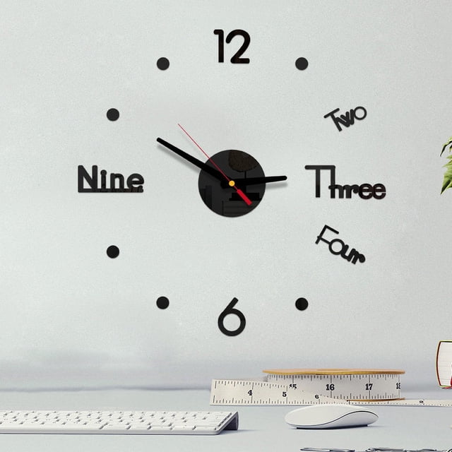 Xihbxyly Reloj de Pared Diy, Adhesivo de Espejo 3D, Diseño Dorado, Decoración Moderna para El Hogar y La Oficina, Fácil Instalación, Silencioso, Aplicación En Pared Lisa, Tamaño 40 Cm
