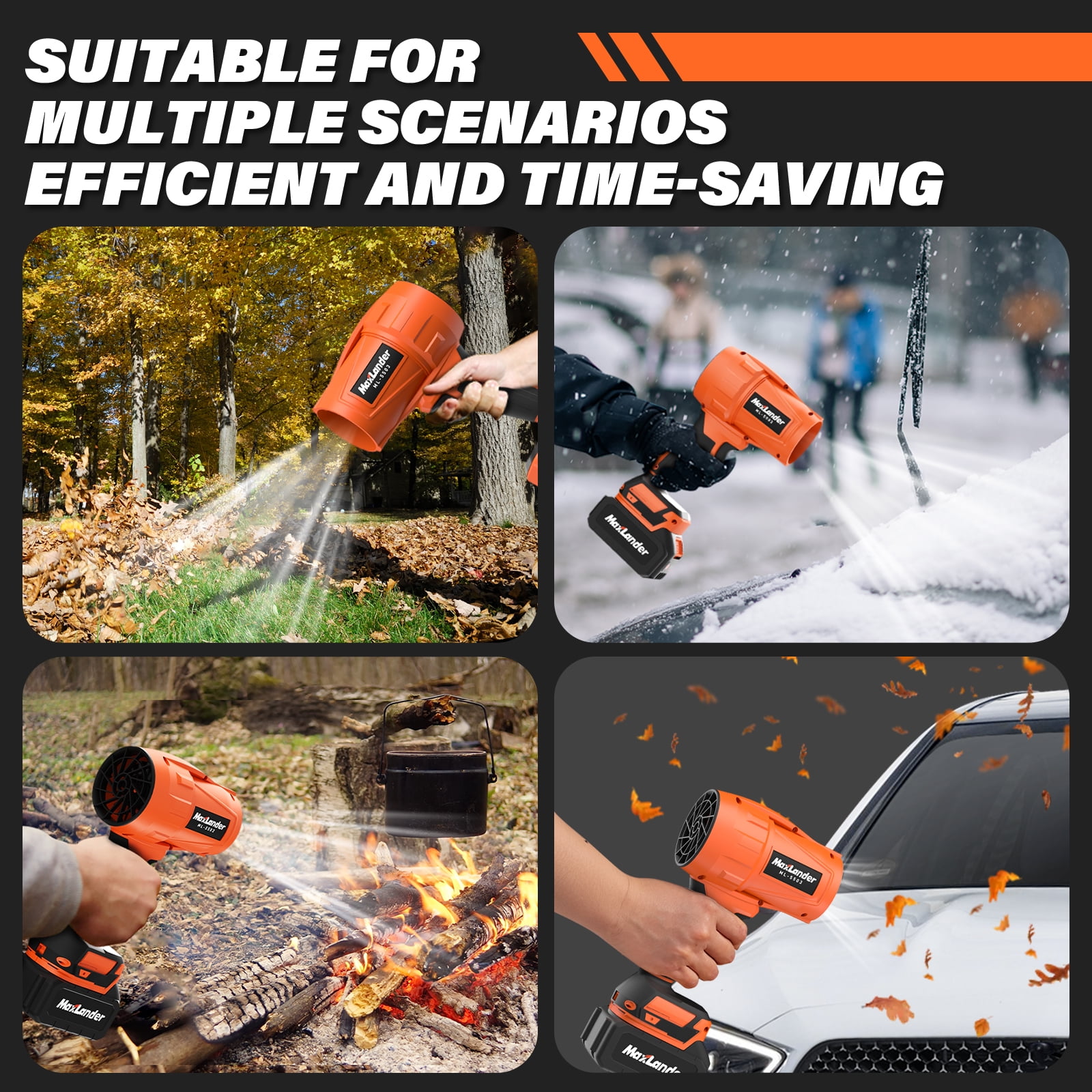 Maxlander Cordless Snow Blower, 20V Portable Handheld Leaf Blower with 1 X 3.0Ah Battery