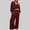 01 Wine, variant on Fewfanhot 2 Piece Sets for Women Casual V Neck Shirts Wide Leg Running Long Pants Loose Workout Tracksuit Sets