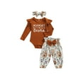 thumbnail image 2 of Qiylii Baby Girls 3Pcs Fall Outfits, Letter Ribbed Romper+Floral Pants+Headband, 2 of 6