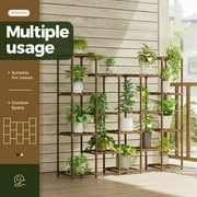 Bamworld Large Suspension Plant Shelf - Indoor Tall Plant Stand - Outdoor Style - 14 Flower Pots - Large Plant Shelf - Suitable for Living Room, Terrace, Balcony and Garden