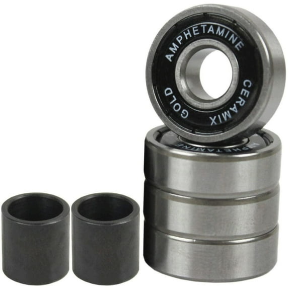 Amphetamine Skateboard Longboard Speed Bearings Set of 4 Pre-Lubricated Ceramic Gold