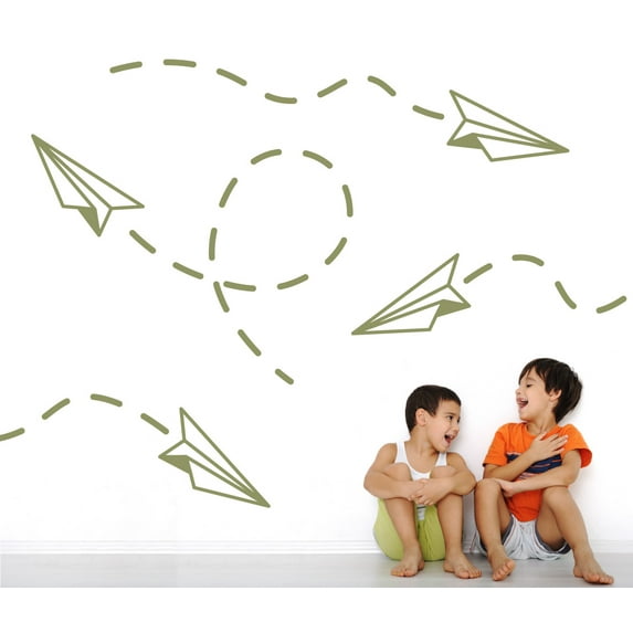 Flying Paper Airplane Kids Modern Wall Art Decal