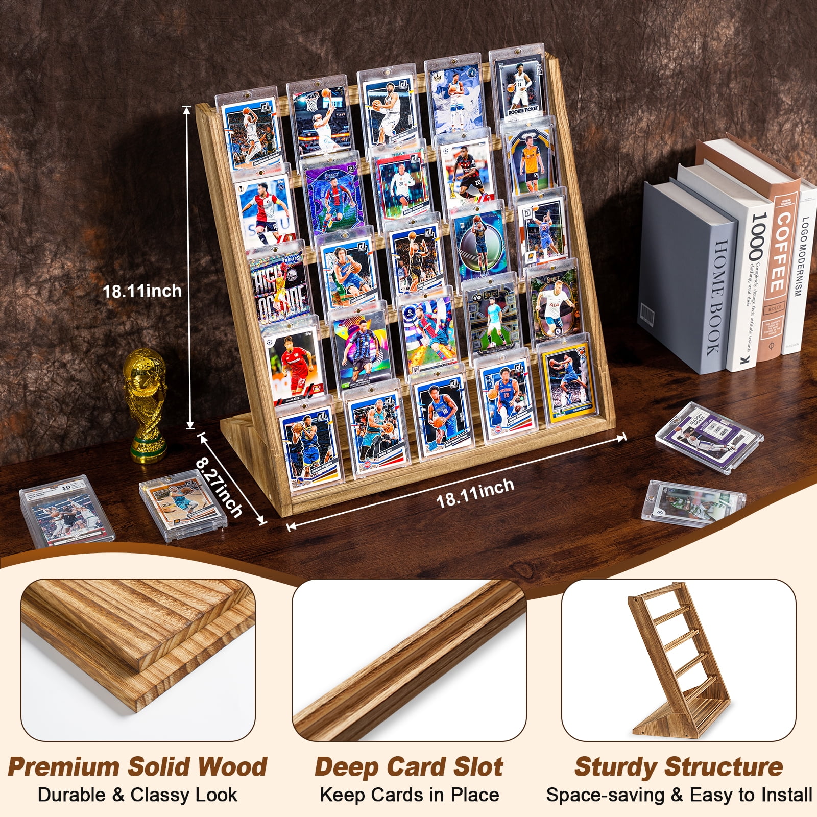 tabletop baseball card display case Amazon.com: TrendTrust Trading Card Display Stand, Vertical Holder for  Baseball Basketball Sports Graded Card Display Stand Tabletop for PSA BGS  SGC Slabs, Snap-On Assembly(5 Tier, 1 Pack) : Home & Kitchen main image 1