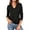 Black, variant on Women T-Shirts 3/4 Sleeve Notch V Neck T Shirts Casual Solid Color Slim Fit Basic Blouse Tops Breathable Streetwear