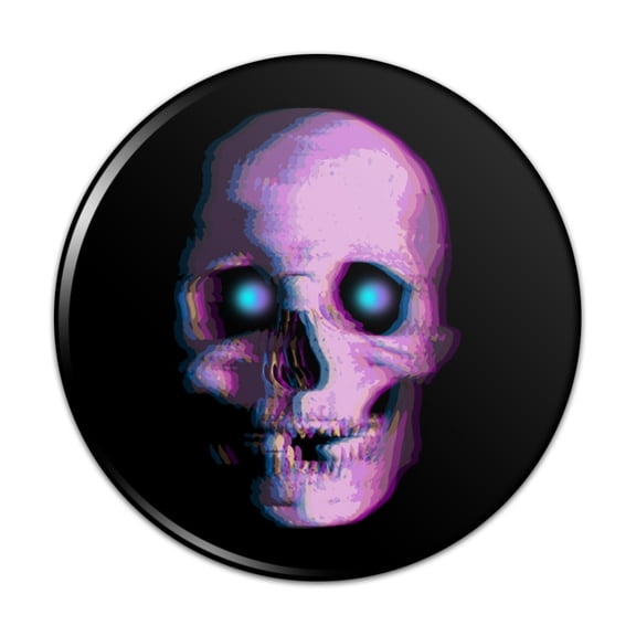Stereoscopic Skull 3D Pinback Button Pin