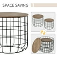 thumbnail image 4 of HOMCOM Tables Gigognes, Table Basse Ronde Lot de 2, Table d'Appoint Industrielle pour Salon, Chambre, Marron et Noir, 4 of 10
