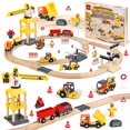 thumbnail image 1 of Juego de trenes de madera Lehoo Castle Construction, 68 piezas, 2-7 años, 1 of 8