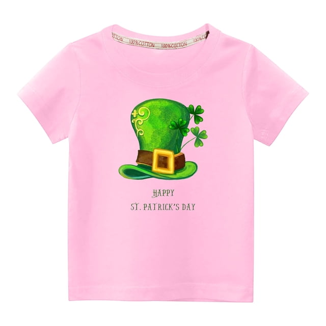FAIWAD Chandails de la Saint-Patrick pour Tout-Petits Filles Garçons, Manches Courtes, Hauts à Imprimé Graphique, Coupe Ample, Col Rond, Chandails à Enfiler