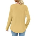 thumbnail image 4 of SYMOID Womens Yellow Relaxed Fit Waffle Knit Top - Crew Neck Long Sleeve with Chest Pocket - Casual for Spring & Fall,Size S, 4 of 7