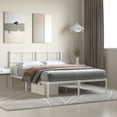 thumbnail image 1 of vidaXL Metal Bed Frame with Headboard White 53.1"x74.8", 1 of 6